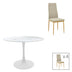 Masa de dining cu set de 5 piese Balou-Parker, și metal, Alb-Bej, 120x73 cm