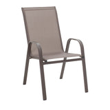 Masa de dining Ensure-Calan set 5 piese metal-textilene, maro, 120x70x70 cm