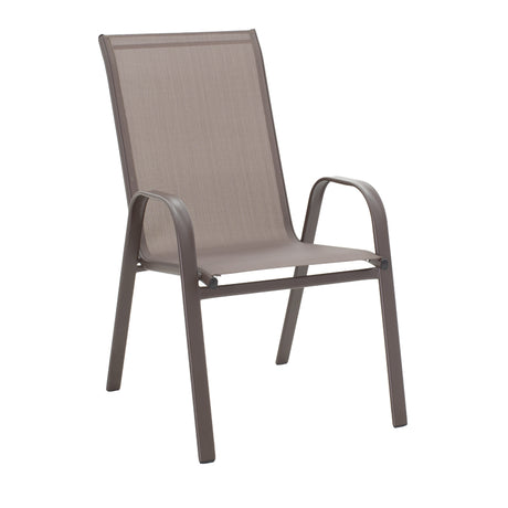 Masa de dining Ensure-Calan set 5 piese metal-textilene, maro, 120x70x70 cm