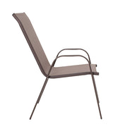 Masa de dining Ensure-Calan set 5 piese metal-textilene, maro, 120x70x70 cm