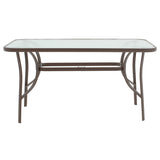 Masa de dining Ensure-Calan set 5 piese metal-textilene, maro, 120x70x70 cm