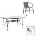 mobilier de gradina Masa de dining Ensure-Obbi set 5 buc metal-pe maro 0x0 cm