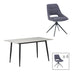 Masa de dining Gustas-Luciano I set de 5 piese marmura Alb piatra sinterizata-metal negru 120x60x75 cm