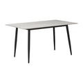Masa de dining Gustas-Luciano I set de 5 piese marmura Alb piatra sinterizata-metal, negru, 120x60x75 cm, foto produs