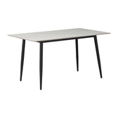 Masa de dining Gustas-Luciano I set de 5 piese marmura Alb piatra sinterizata-metal, negru, 120x60x75 cm, foto produs