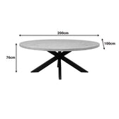 Masă de dining Jenma, Lemn de Mango Solid, Natur, 200x100x76 cm, perspectiva suplimentara