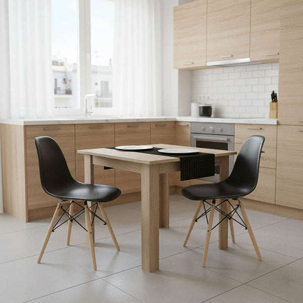 Masa de dining Manka I-Julita set de 3 piese, sonoma-negru, 80x80x77 cm