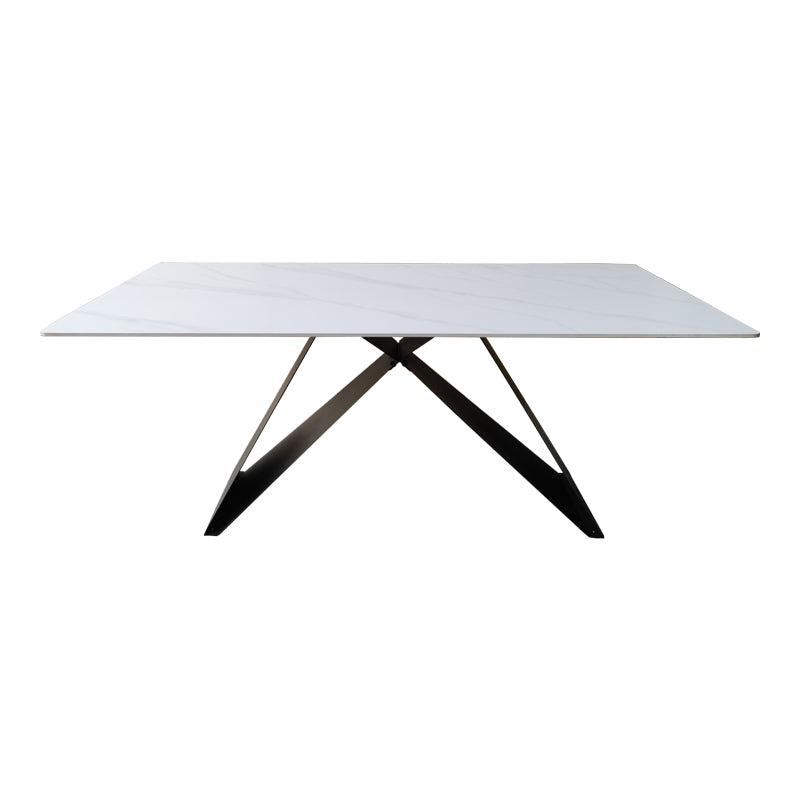 Masa de dining, marmura alba, piatra sinterizata, 180x90x75 cm