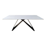 Masa de dining, marmura alba, piatra sinterizata, 180x90x75 cm