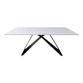 Masa de dining, marmura alba, piatra sinterizata, 180x90x75 cm, imagine suplimentara