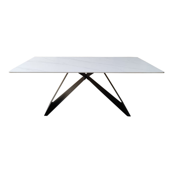 Masa de dining, marmura alba, piatra sinterizata, 180x90x75 cm