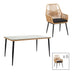 mobilier de gradina Masa de dining Naoki-Tanish set de 7 piese metal negru-pe sticla Natural 160x90x78 cm
