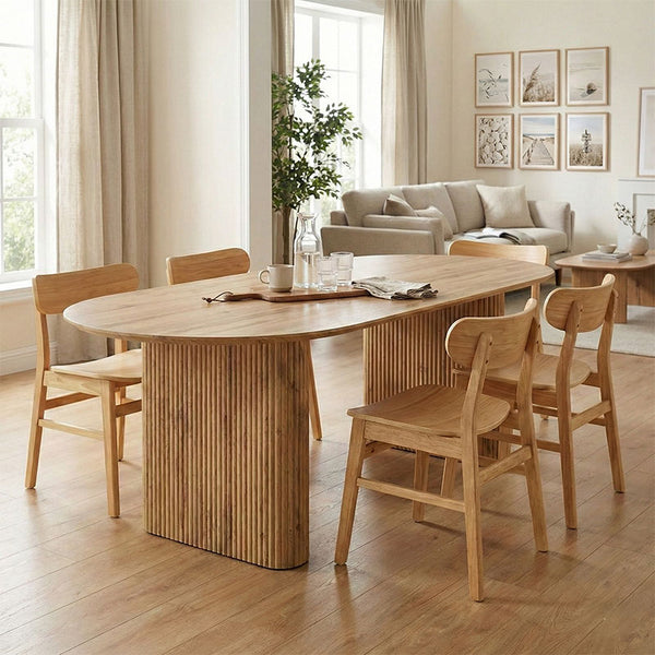 Masă de dining Nembou, Stejar, 210x100x76 cm
