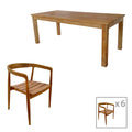 Masa de dining Noody-Wooly din lemn de tec 7 piese Natural 90x220 cm