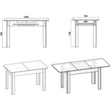 Masa de dining Quiin, extensibila, nuc, 120-174x70x74 cm - Alb