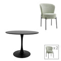 Masa de dining set 3 piese Balou-Houlian, negru-menta, D80x73 cm