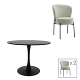 Masa de dining set 3 piese Balou-Houlian, negru-menta, D80x73 cm