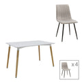Masa de dining set 3 piese Natali-Noor, & lemn, Alb-Gri-Natural, 120x80x76 cm