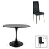 Masa de dining set 5 buc Balou-Parker, negru, și metal, 100x73 cm