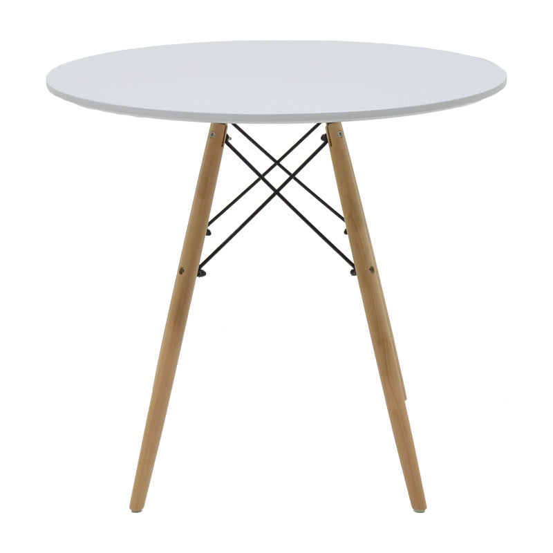 Masa de dining set 5 piese Julita Noor, Lemn, Alb-Gri, D80x76 cm