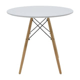 Masa de dining set 5 piese Julita Noor, Lemn, Alb-Gri, D80x76 cm