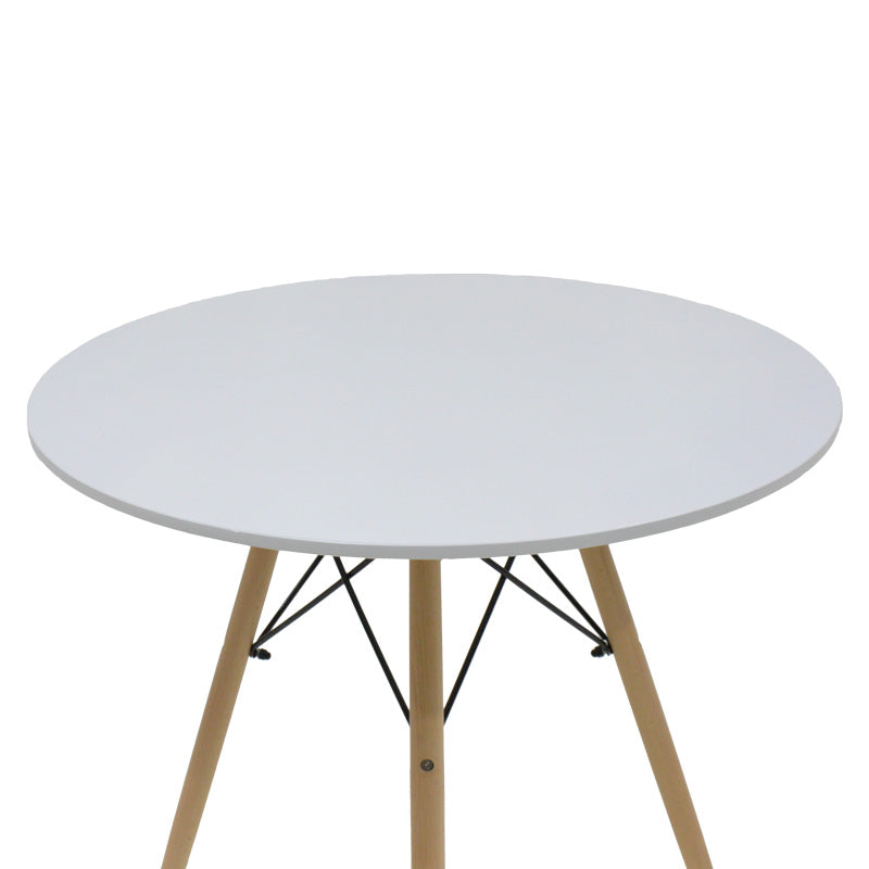 Masa de dining set 5 piese Julita Noor, Lemn, Alb-Gri, D80x76 cm