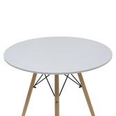 Masa de dining set 5 piese Julita Noor, Lemn, Alb-Gri, D80x76 cm, foto produs 7