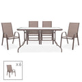 mobilier de gradina Masa de dining Valor-Calan, set 7 piese, metal-textilen maro 0x0 cm