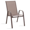 Masa de dining Valor-Calan, set 7 piese, metal-textilen, maro, 140x80x70 cm, detaliu produs