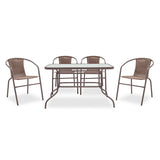 Masa de dining Valor-Obbi set 7 bucati metal-pe, Maro, 140x80x73 cm