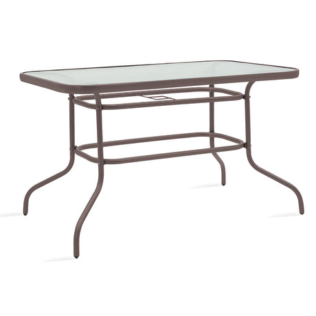 Masa de dining Valor-Obbi set 7 bucati metal-pe, Maro, 140x80x73 cm