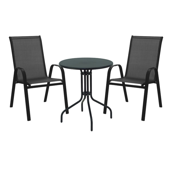 Masa de dining Vergo-Calan din metal, neagra, D60x70 cm