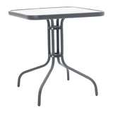 Masa de dining Watson-Lindaria, metal antracit-sticla, 70x70x70 cm