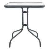 Masa de dining Watson-Lindaria, metal antracit-sticla, 70x70x70 cm