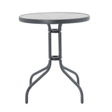 Masa de dining Watson-Lindaria set de 3 piese metal-antrenit sticla, Antracit, D60x70 cm