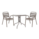 Masa de dining Watson-Sussie metal maro-sticla, 70x70x70 cm