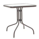Masa de dining Watson-Sussie metal maro-sticla, 70x70x70 cm