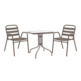 Masa de dining Watson-Sussie metalica maro-sticla, 60x60x70 cm