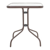 Masa de dining Watson-Sussie metalica maro-sticla, 60x60x70 cm
