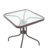 Masa de dining Watson-Sussie metalica maro-sticla, 60x60x70 cm