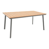 Masa de gradina Griffith aluminiu si placaj, negru si Natural, 160x80x74 cm, imagine suplimentara