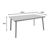 Masa de gradina Griffith aluminiu si placaj, negru si Natural, 160x80x74 cm, foto produs 6