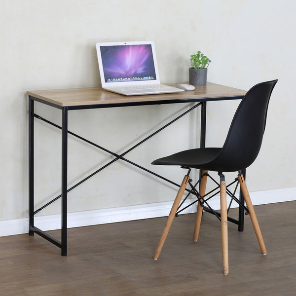 Masa de lucru Bailon, Stejar cu metal, negru, 100x40x70 cm
