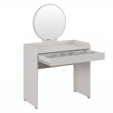 Masa de machiaj Adore  cu sertar si oglinda, Crem, 90 x 142 x 47