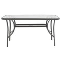 Masa de sufragerie Calan-Ensure set de 7 metal antracit inchis si textil, antracit, 140x80x70 cm, detaliu produs
