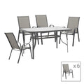 mobilier de gradina Masa de sufragerie Calan-Ensure set de 7 metal antracit inchis si textil antracit 140x80x70 cm