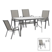 mobilier de gradina Masa de sufragerie Calan-Ensure set de 7 metal antracit inchis si textil antracit 140x80x70 cm