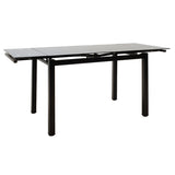 Masa de sufragerie extensibila Finn sticla 8mm picioare, negre, 110-170x70x75 cm