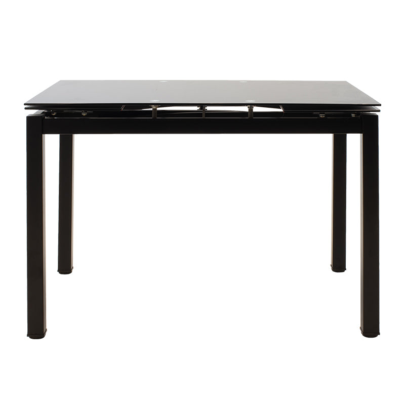 Masa de sufragerie extensibila Finn sticla 8mm picioare, negre, 110-170x70x75 cm