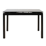 Masa de sufragerie extensibila Finn sticla 8mm picioare, negre, 110-170x70x75 cm